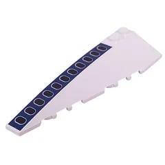 Brick Wedged, Curved 10 x 3 Left with Dark Blue Stripes, Black Airplane Windows Print, White