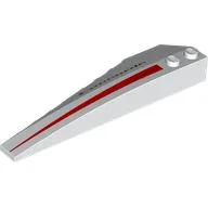 Brick Wedged, Curved 10 x 3 Right with Narrowing Red Stripe, Black 'Concorde' Print, White