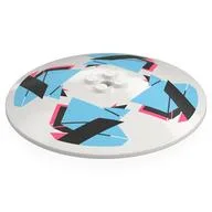 Dish 10 x 10 Inverted [Radar] with Black/Coral/Medium Azure Repeating Shapes Print, White