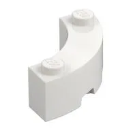 Brick Round Corner 3 x 3 Macaroni with 2 Studs, White