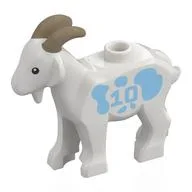 Animal, Goat with Dark Tan Horns, Bright Light Blue Spots''10' Print, White