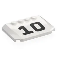 Brick Wedged, Curved Triple 4 x 6 x 2/3 with 4 Studs with Black '10' Print, White
