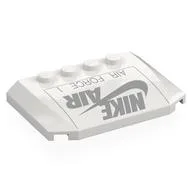 Brick Wedged, Curved Triple 4 x 6 x 2/3 with 4 Studs with Dark Bluish Grey 'NIKE AIR', 'AIR FORCE' Print, White