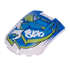 Windscreen 6 x 8 Curved with Blue/Lime Arrows, Graffiti Print, White