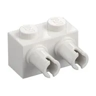 Brick Special 1 x 2 with 2 Pins, Square Pin Holes, White