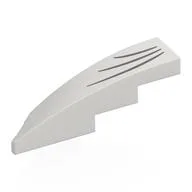 Brick Wedged, Curved 1 x 4 with Stud Notch Right with Dark Bluish Grey Whiskers Print, White