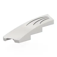 Brick Wedged, Curved 1 x 4 with Stud Notch Left with Dark Bluish Grey Whiskers Print, White