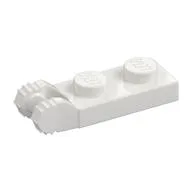 Hinge Plate 1 x 2 Locking with 2 Fingers On End, without Groove, 7 Teeth, White