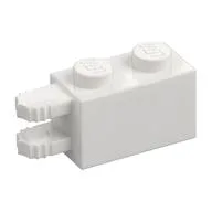 Hinge Brick 1 x 2 Locking with 2 Fingers Horizontal End, 7 Teeth, White