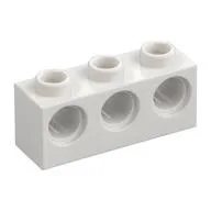 Technic Brick 1 x 3 [3 Pin Holes], White