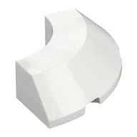 Brick Round Corner 4 x 4 x 1 with Bottom Cut Outs, No Studs, Flat Top, White