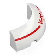 Brick Round Corner 4 x 4 x 1 with Red Line, 'PAPA' Print, White