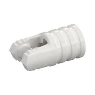 Hinge Cylinder 1 x 2 Locking with 2 Click Fingers and Axle Hole, 7 Teeth, White