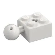 Technic Brick Special 2 x 2 with Ball and Axle Hole, with 6 Holes in Ball, White