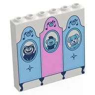 Panel 1 x 6 x 5 with Bright Light Blue/Bright Pink Cabinet, Pictures of Cat, Bear, Dog Print, White