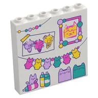 Panel 1 x 6 x 5 with Kitten Garlands, Drawing, Painting, Presents Print, White