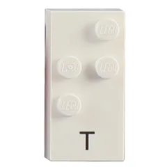 Braille Brick 2 x 4 with 4 Studs ⠞ and 'T' Print, White