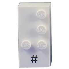 Braille Brick 2 x 4 with 4 Studs ⠼ and '#' Print, White