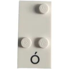 Braille Brick 2 x 4 with 3 Studs ⠬ and 'Ó' Print, White