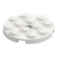 Plate Round 4 x 4 with Pin Hole, White