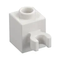 Brick Special 1 x 1 with Clip Vertical [Open O Clip, Hollow Stud], White