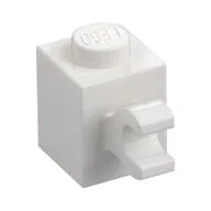 Brick Special 1 x 1 with Clip Horizontal, White