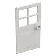 Door 1 x 4 x 6 with 4 Panes and Stud Handle, White
