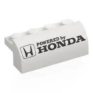 Brick Curved 2 x 4 x 1 1/3 with 'POWERED BY HONDA' Print, White