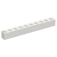 Brick 1 x 10, White