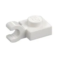 Plate Special 1 x 1 with Clip Horizontal [Thick Open O Clip], White