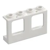 Window 1 x 4 x 2 Plane, Hollow Studs, Single Hole Top and Bottom for Glass, White