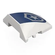 Brick Wedged, Curved 4 x 3 No Studs with Silver Police Badge on Dark Blue Background Print, White