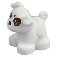 Duplo Animal Dog, Pug with Dark Brown Spots, Black Nose Print, White