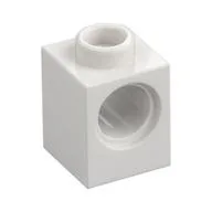 Technic Brick 1 x 1 with Pin Hole, White