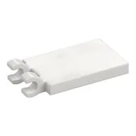 Tile Special 2 x 3 with 2 Clips without Tab between Clips, White