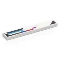 Tile 1 x 6 with Black/Red/Dark Azure Shapes Print, White