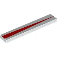 Tile 1 x 6 with Narrowing Red Stripe Print, White