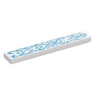 Tile 1 x 6 with Dark Azure Decorations Print, White
