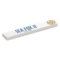 Tile 1 x 6 with Blue 'SEA FOX II', 'EST. 1992', Logo Print, White