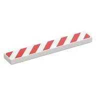 Tile 1 x 6 with Red Danger Stripes Print, White