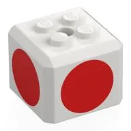 Brick Special Cube with 2 x 2 Studs on Top, and Red Circles Print, White