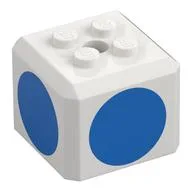 Brick Special Cube with 2 x 2 Studs on Top, and Blue Circles Print, White