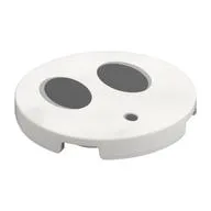 Tile Round 3 x 3 with Two Large Black Ovals and One Small Black Oval (Shy Guy Face) Print, White