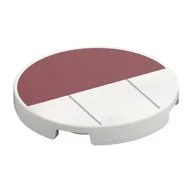 Tile Round 3 x 3 with Dark Red Half, Dark Bluish Grey Lines Print, White