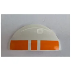Brick Round 3 x 6 Half Circle with Orange Rectangles Print, White