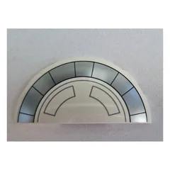 Brick Round 3 x 6 Half Circle with Silver Band Print, White