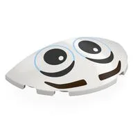 Brick Round 3 x 6 Half Circle with Eyes, Dark Brown Eyebrows Print, White