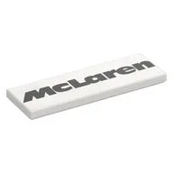Tile 2 x 6 with Black 'McLaren' Print, White