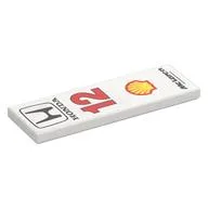 Tile 2 x 6 with 'HONDA', Red 12, Shell Logo, 'McLaren' Print, White