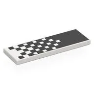 Tile 2 x 6 with Checkered Pattern Transitioning from White to Black Print, White